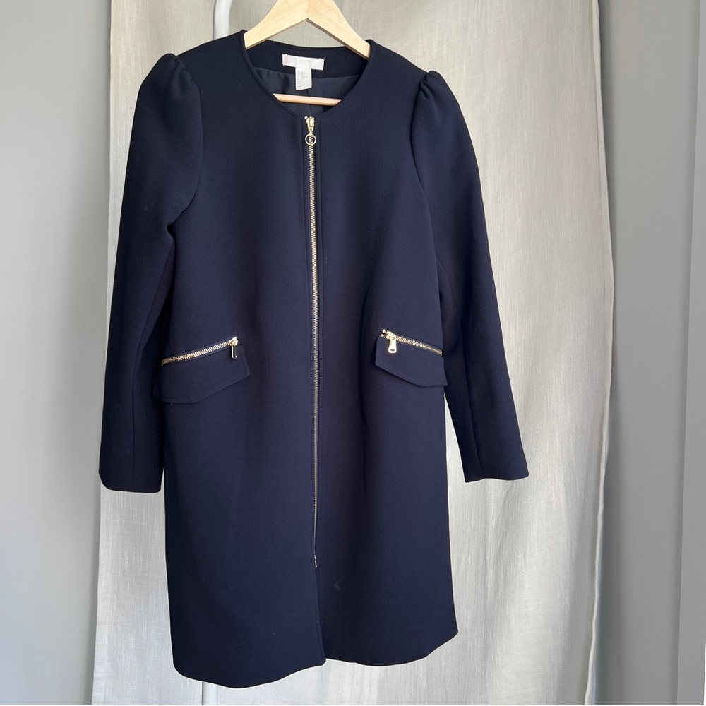 Black Coat with Gold Zipper Details